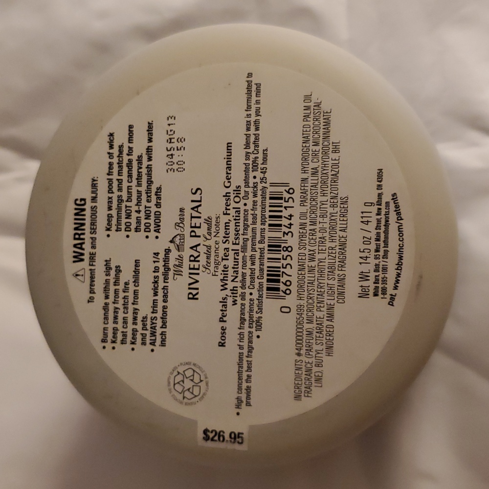 BBW White Barn Riviera Petals Scented 3 Wick Candle 14.5 oz - Picture 6 of 6